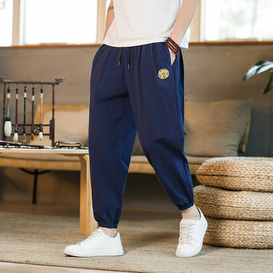 Pantalon Lin Homme <br> Décontracté Bleu