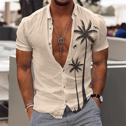 Chemise a Fleur Homme <br> Palmier Réaliste