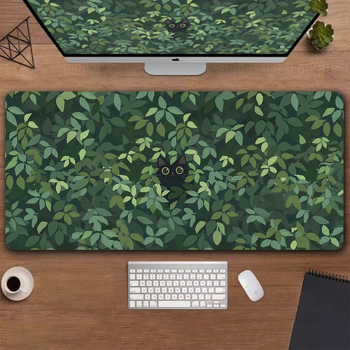 Tapis De Souris Fleuri   Végétation Avec Chat