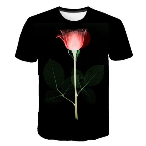 T-Shirt Fleuri  Rose Eclairée