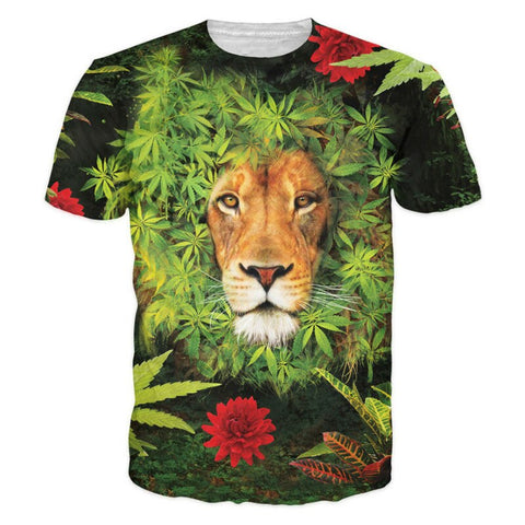 T-Shirt Fleuri  Weed Lion